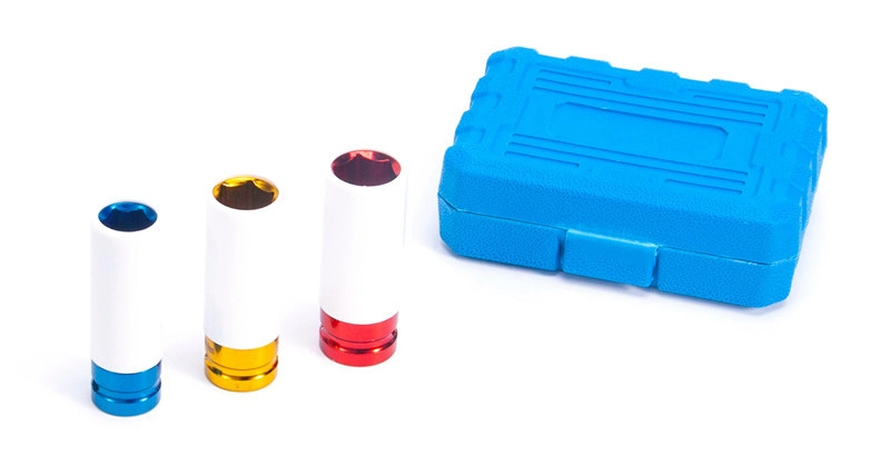 3PC 17-19-21mm 1/2&quot; Drive Multi-Coloured Impact Socket Set Crmo Hand Tools Multicolor Socket