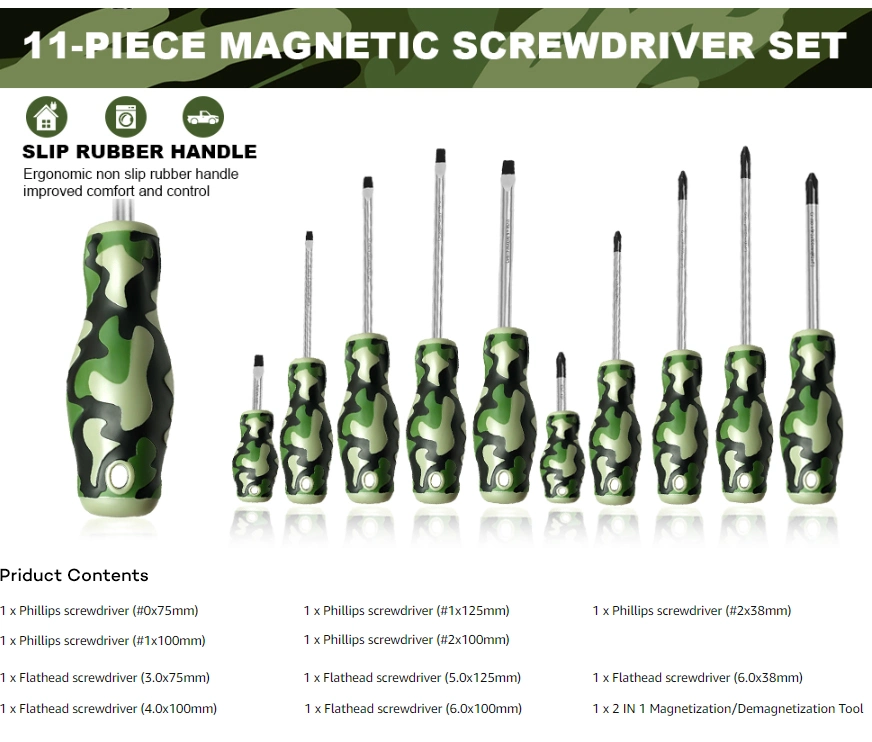 Factory Camouflage Combination 11PCS Herramientas Slotted Precision Screwdriver Set
