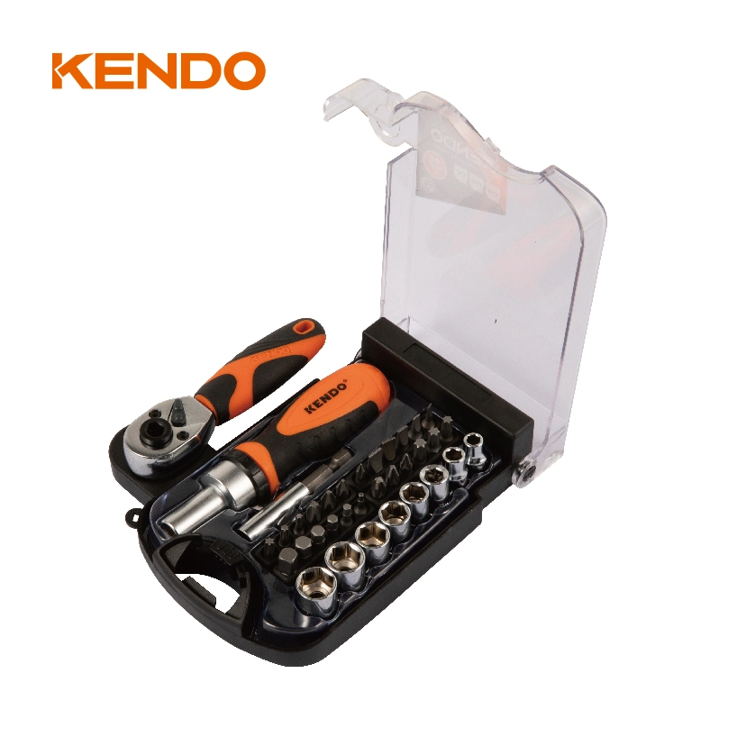 Kendo 35PC Magnetic Ratchet Screwdriver Set with 72 Fine Tooth Ratchet System for Time Saving Precision Work