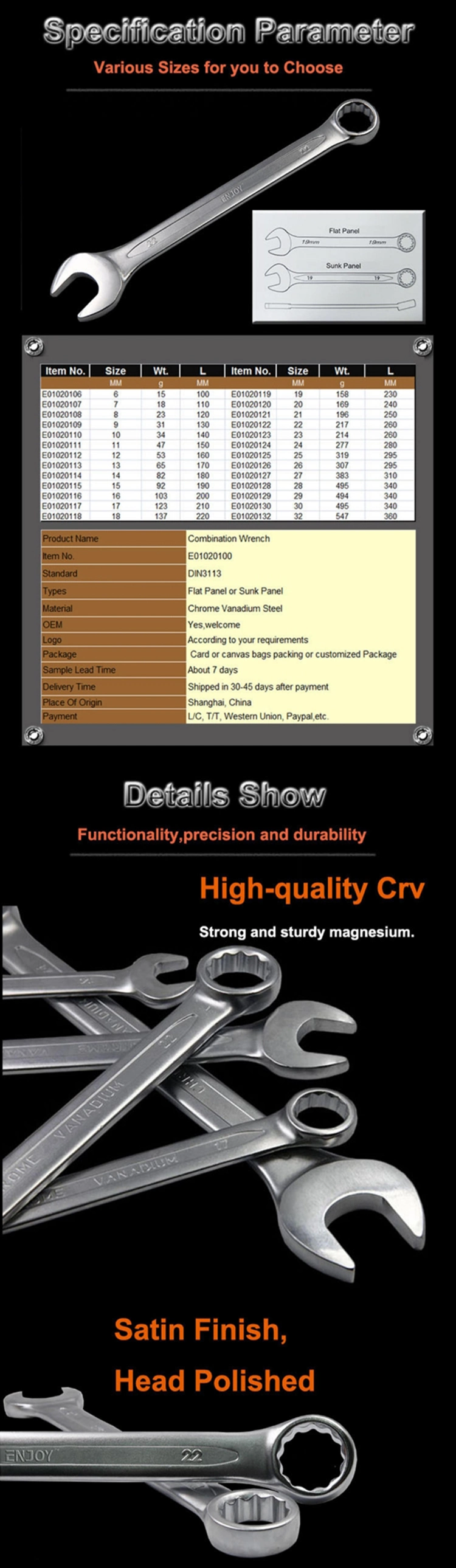 Chrome Vanadium Steel Forging Double Open End Wrench Combination Wrench