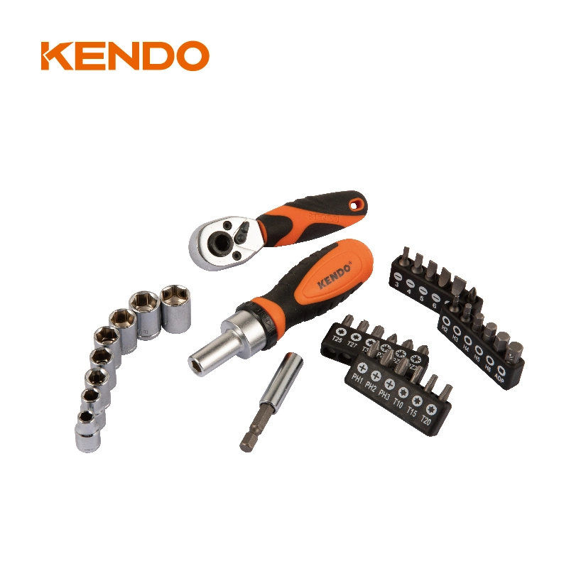 Kendo 35PC Magnetic Ratchet Screwdriver Set with 72 Fine Tooth Ratchet System for Time Saving Precision Work