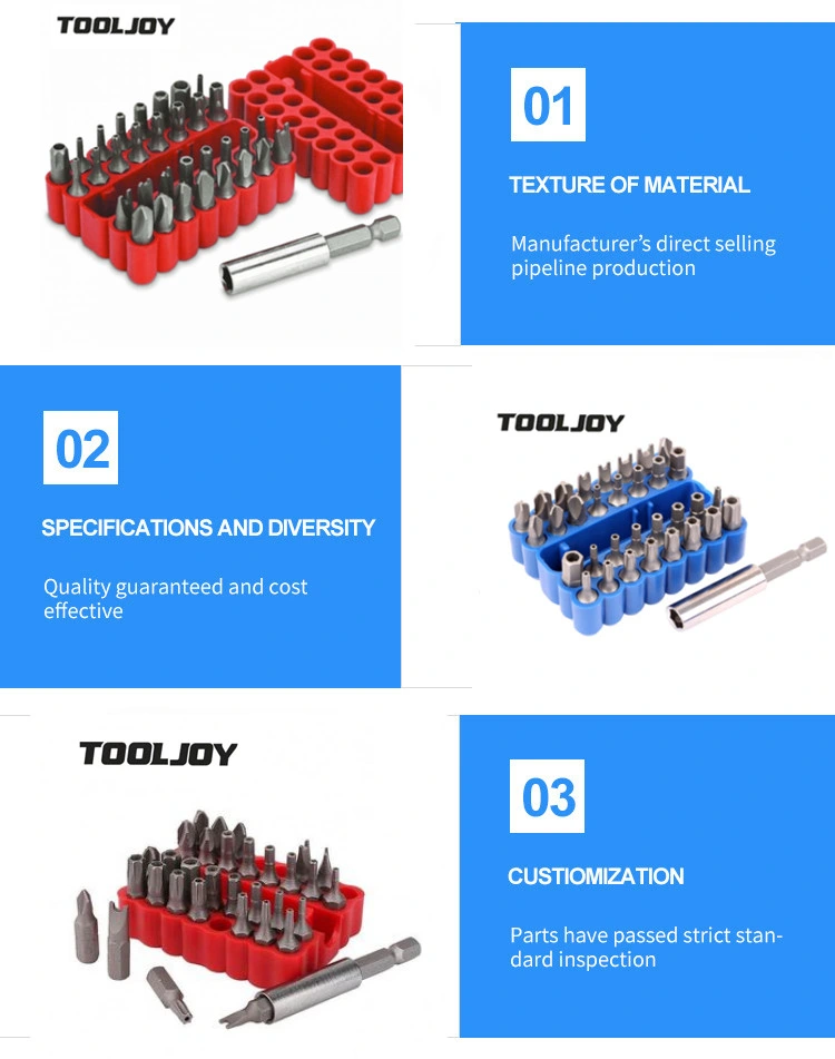 Factory Direct Supply 33PCS Screwdriver Insert Impact Bits with Bit Holder Driver Set Made of S2 Steel
