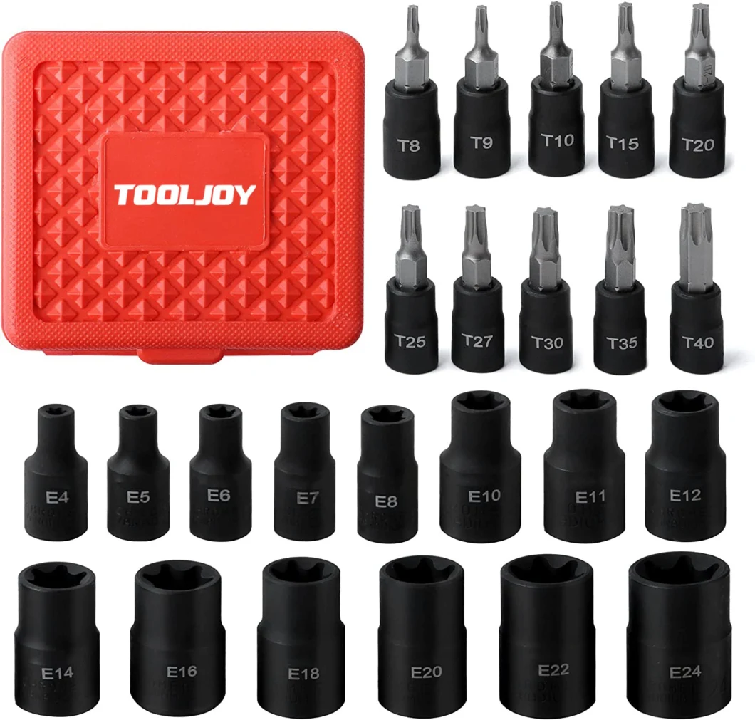 24 Piece Plastic Tool Box Storage Case Combination Package Mixed 1/2 3/8 1/4 Hand Tools Kits Socket Set
