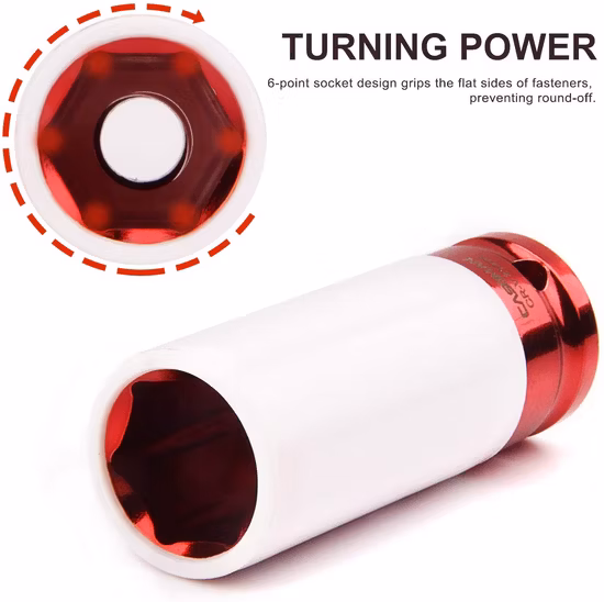 7 Pieces Set 1/2- Inch Drive Wheel Protector Impact Socket with Extra Thin Wall, Rim Protect Sleeves Metric, 17mm, 19mm, 21mm, 22mm, 23mm, 24mm, 27mm (ISS0701)